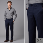 Raymond 100% Pure Wool (All Wool) with GABARDINE Weaving Plain Navy Blue Color Unstitched Trouser Fabric - 1.25 Mts / VV2112