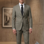 Raymond 100% Pure Wool (All Wool) Beige Color Solid with Natural Stretch Unstitched Suit Fabric - 3 Mts / VV2121