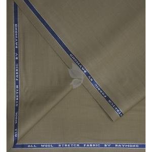 Raymond 100% Pure Wool (All Wool) Beige Color Solid with Natural Stretch Unstitched Suit Fabric - 3.50 Mts / VV2122