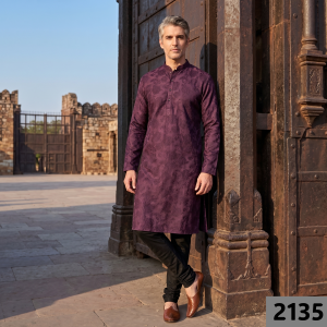 Raymond "CEREMONIA" Collection Wool Blended Maroon with Jacquard and Floral design Unstitched Sherwani (Kurta) Fabric - 2.5 Mts / VV2135