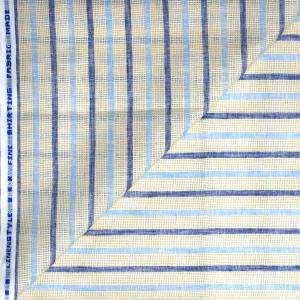 Siyaram's Linen with Cotton Jute Blue color Striped Unstitched Shirt Fabric - 1.60 Mts / VV2176