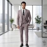 FRANCINI Luxury Italian Clothes with Terron Rayon Seashell (Pink) coloured & Solid pattern Unstitched Suit Fabric - 3.5 mts - MADE IN ITALY / VV2263