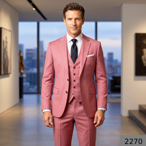 FRANCINI Luxury Italian Clothes with Terron Rayon Coral (Pink) coloured & Solid pattern Unstitched Suit Fabric - 3.5 mts - MADE IN ITALY / VV2270
