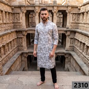 Siyarams festive collection printed pattern with hemp blended Multi color unstitched men's Kurta / sherwani / top fabric of 2 meters / VV2310