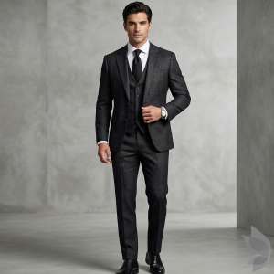 Raymond 35% Viscose blended Black colour Solid Pattern Unstitched Suit Fabric of 3.5 Mts / VV2334