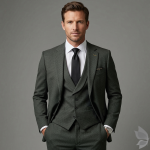 Raymond 35% Viscose blended Green colour Solid Pattern Unstitched Suit Fabric of 3.25 Mts / VV2341