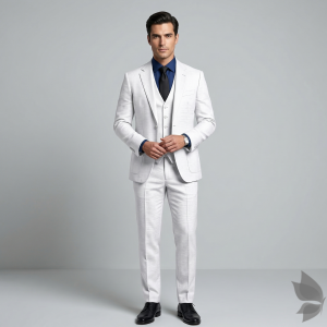 Raymond 35% Viscose blended White colour Solid Pattern Unstitched Suit Fabric of 3.25 Mts / VV2347