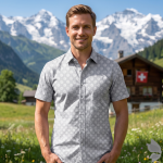 Raymond 100% Egyptian Giza Cotton (Premium Cotton) Grey Printed Pattern Unstitched Shirt Fabric of 1.60 meters / VV2388AJ