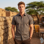 Raymond 100% Egyptian Giza Cotton (Premium Cotton) Brown Printed Pattern Unstitched Shirt Fabric of 1.60 meters / VV2388AR