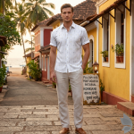 Raymond 100% Egyptian Giza Cotton (Premium Cotton) White Printed Pattern Unstitched Shirt Fabric of 1.60 meters / VV2388W