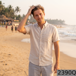 J.Hampstead Moretti Premium Egyptian Collection with 100% Giza Cotton Off White (Sea shell) colour Self Design Pattern Unstitched Shirt Fabric of 1.6 mts / VV2390Q