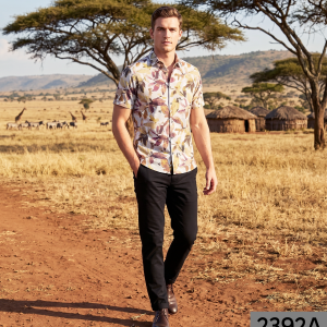 J.Hampstead 100% Pure Giza Cotton Printed pattern Multi colour Unstitched Shirt Fabric of 1.6 meters / VV2392A