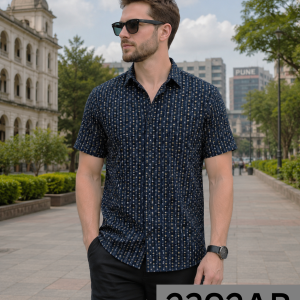 J.Hampstead 100% Pure Giza Cotton Printed pattern Grey colour Unstitched Shirt Fabric of 1.6 meters / VV2392AB