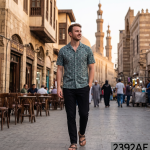 J.Hampstead 100% Pure Giza Cotton Printed pattern Green (Celadon) colour Unstitched Shirt Fabric of 1.6 meters / VV2392AE