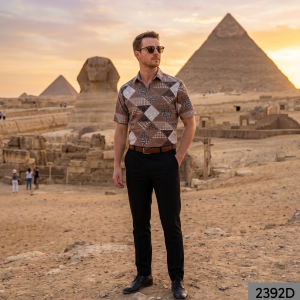 J.Hampstead 100% Pure Giza Cotton Printed pattern Multi colour Unstitched Shirt Fabric of 1.6 meters / VV2392D