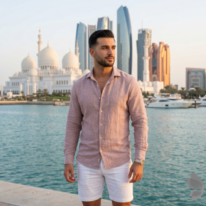 J.Hampstead Moretti 100% Pure Linen Fabric from "The Luxury Club of Italian Fusion Linen" with Brown (Rosy Brown) Colour Plain Pattern Unstitched Shirt Fabric of 1.6 mts / VV2407