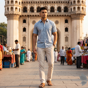 Siyaram's European Print Collection with 100% Superfine Giza Cotton Light Blue (Baby Blue) Colour Unstitched Shirt Fabric of 1.6 Mts / VV2441