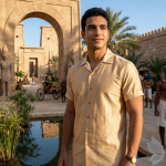 J.Hampstead Moretti Premium Egyptian Collection with 100% Giza Cotton Gold (Amber) colour Plain Pattern Unstitched Shirt Fabric of 1.6 mts - Made In Italy / VV2452