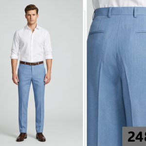 Raymond 51% Australian Merino Wool Rich blended Solid Pattern Blue Coloured Stretchable Unstitched Trouser Fabric of 1.3 Mts / VV2480