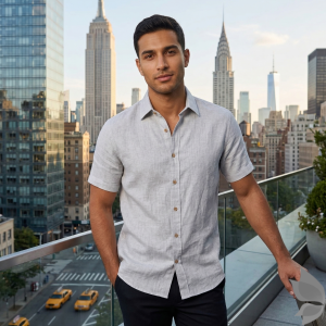 Siyaram's "Revista Collection" 100% Pure Royal Linen 60 Lea Jacquard White colour Unstitched Shirt Fabric of 1.60 mts / VV2492