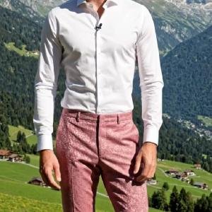 Raymond Super 100's Australian Merino Wool Fine Fabric with Jacquard Pattern and Pink (Old Rose) colour Unstitched Trouser Fabric of 1.3 Meters / VV2557