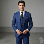 Raymond Super 70's Australian Merino Wool with Checkered Pattern Blue colour Unstitched Suit Fabric of 3.5 Meters / VV2572