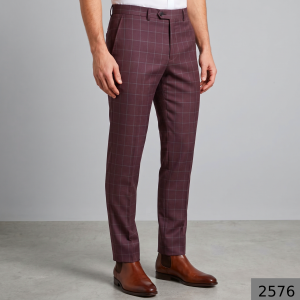 Raymond Super 70's Australian Merino Wool Fabric Round the Year Wear with Checkered Pattern Maroon (Rosewood) colour Unstitched Trouser Fabric of 1.3 Meters / VV2576