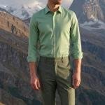 Raymond Australian Merino Wool Blended with All weather Jacquard pattern Green colour Unstitched Trouser Fabric of 1.25 meters / VV2583