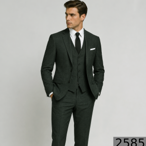 Raymond Australian Merino Wool Blended with All weather Jacquard pattern Green colour Unstitched Suit Fabric of 3.5 meters / VV2585