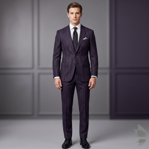 Raymond Australian Merino Wool Blended All weather Jacquard pattern Dark Blue (Egg Plant) Unstitched Suit Fabric of 3.25 meters / VV2587