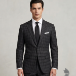 Raymond Australian Merino wool blend Checkered Pattern Grey colour Unstitched Suit Fabric of 3.25 meters / VV2592