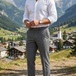 Raymond 45% Australian merino wool blended with Special Finish Checkered Pattern Grey colour Unstitched Trouser Fabric of 1.25 meters / VV2604