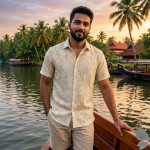 Siyaram's Royale Linen 100%  Linen with 60 Lea count Digital Printed Green Colour Unstitched Shirt Fabric of 1.6 Meters / VV2618