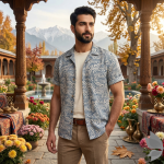 Siyaram's Royale Linen 100% Linen with 60 Lea count Digital Printed Blue (Slate) Colour Unstitched Shirt Fabric of 1.6 Meters / VV2619