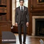 Raymond Luxurious fabrics with Super 120's Wool with 70% wool "Luxolite" Collection Brown colour Checkered Unstitched Suit Fabric of 3.5 Mts / VV2644