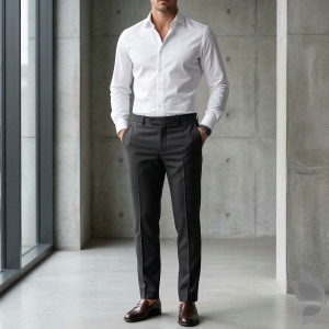 Raymond Luxurious fabrics with Super 130's, "Silver" nano technology for well being, Dark Grey Jacquard Unstitched Trouser fabric of 1.3 Mts / VV2659