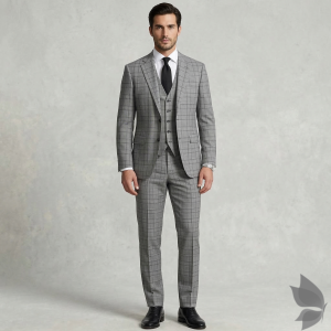 Raymond Voyager Collection with Super 110's wool, 60% wool rich fabric, Grey colour Checkered Unstitched Suit fabric of 3.5 Mts / VV2664