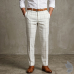 Raymond Caprio Collection made from Super 90's wool with 60% wool rich blend Beige colour Checkered pattern Unstitched Trouser fabric of 1.3 Mts / VV2671