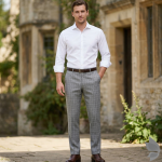 Raymond La miraco collection with 45% merino wool blend + 16% Viscose blend Grey checkered unstitched trouser fabric of 1.3 Mts / VV2695