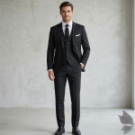 Raymond "Excellence" collection with 45% merino wool Black Checkered unstitched suit fabric of 3.5 Mts / VV2700