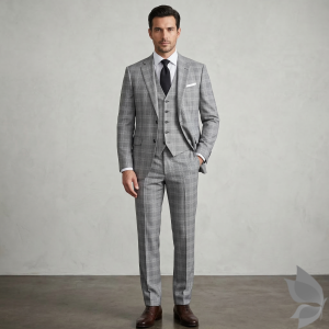 Raymond "Trendz Star" collection blend with 45% merino wool Grey Checkered unstitched suit fabric of 3.5 Mts / VV2702