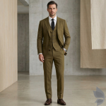 Raymond "Trevanto" collection with Cationic & Rayon blend feather lite fabric Brown (Ocher) colour solid pattern unstitched suit fabric of 3.5 Mts / VV2710