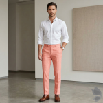 Raymond Soft & Pliable fabric, Viscose blended Orange (Salmon) colour Solid pattern unstitched trouser fabric of 1.3 Mts / VV2713