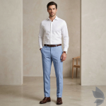 Raymond Soft & Pliable fabric, Viscose blended Light Blue colour Solid pattern unstitched trouser fabric of 1.3 Mts / VV2715