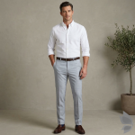 Raymond "Rovigo" collection Viscose blended fabric with Blue colour Striped pattern unstitched trouser fabric of 1.3 Mts / VV2723