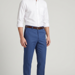 Raymond "Champions" collection Super 90's merino wool with stretch Blue color Solid pattern unstitched Trouser fabric of 1.3 meters / VV2735