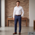 Raymond "Aurich" collection Super 90's merino wool Blue color Checkered unstitched Trouser fabric of 1.3 meters / VV2741