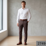 Raymond "Icona" collection merino wool with 45% wool blended Brown color Matty pattern unstitched Trouser fabric of 1.25 meters / VV2749