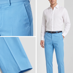 J.Hampstead Wool Blend Light Blue color Self Design Unstitched Trouser Fabric of 1.3 meters / VV5008