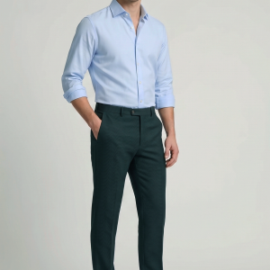 J.HAMPSTEAD 100'S OLIVE GREEN COLOUR PLAIN UNSTITCHED TROUSER FABRIC -1.30 METRES / VV5184